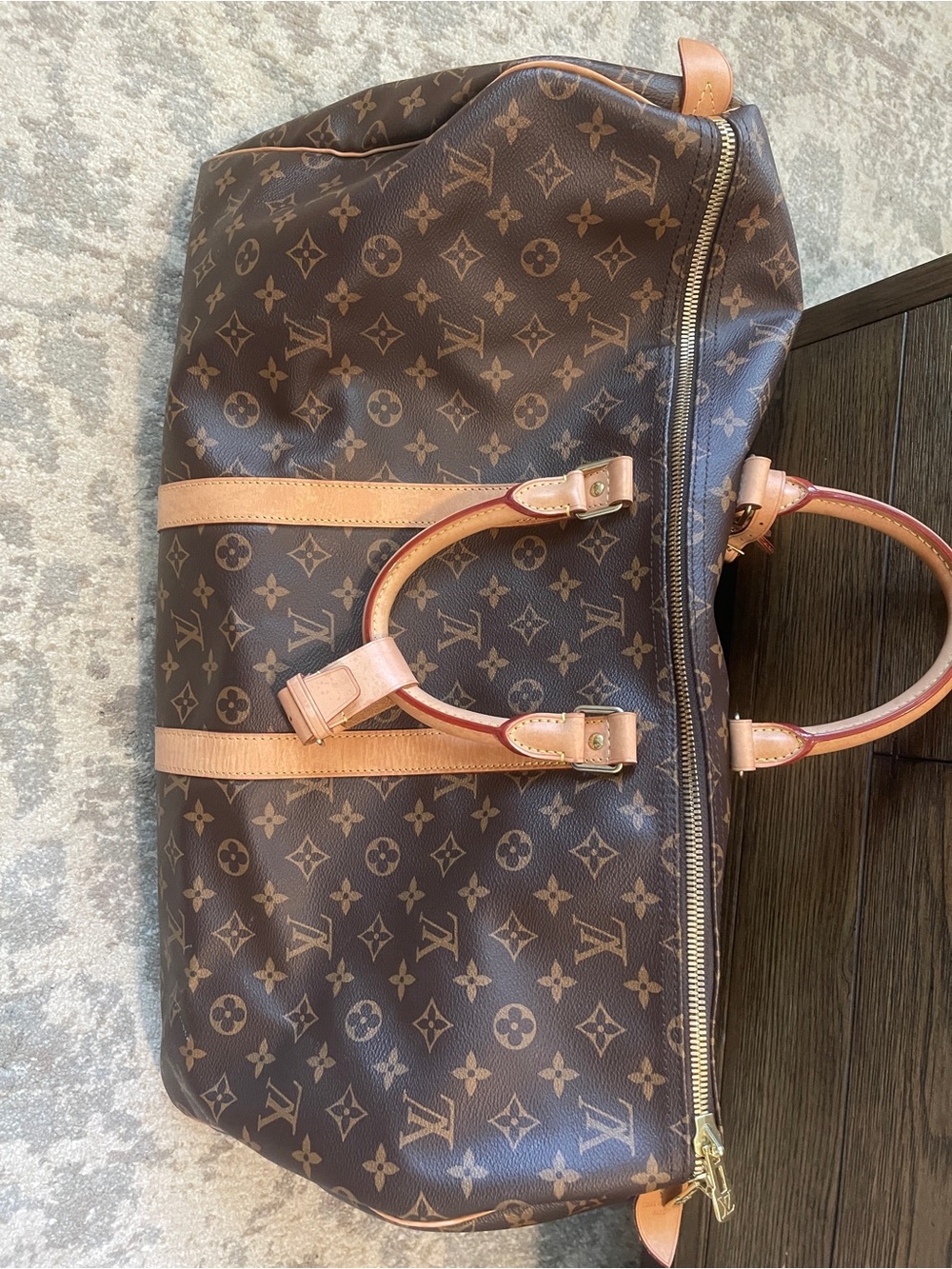 Louis Vuitton Monogram Canvas Keepall Duffel in Brown and Tan , almost new!